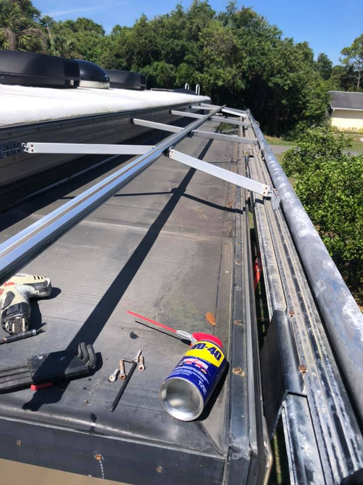Awning arms and hardware service on RV